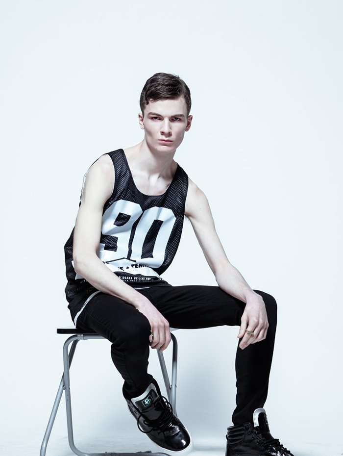 FELIX is wearing Top - Homme Femme, Jeans - Religion, Ring - Icon Brand, Shoes - Vlado