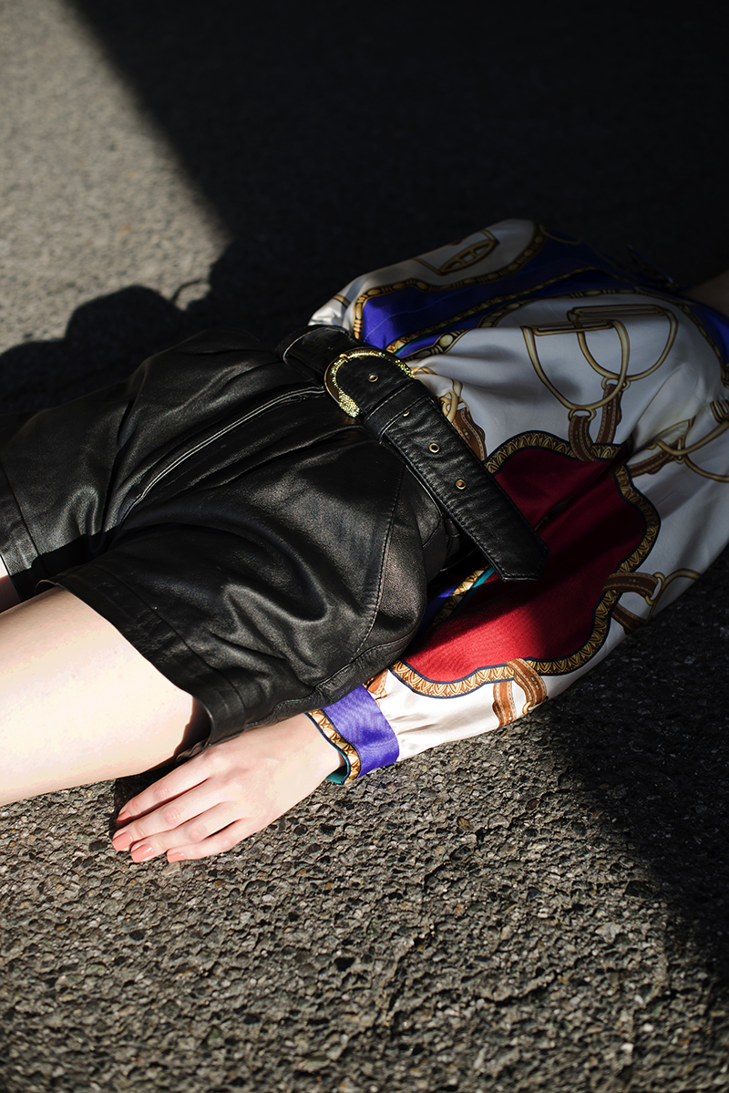 Leather Shorts: Vintage, Blouse: Vintage