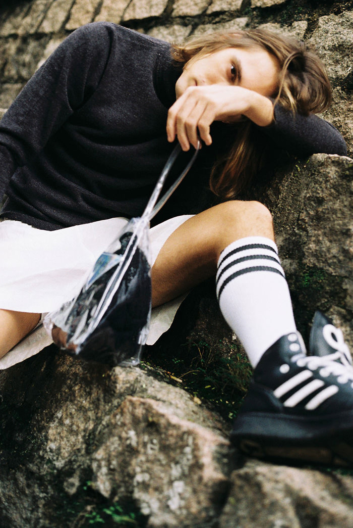 tirtle neck CALVIN KLEIN | shorts PHSD | socks AMERICAN APPAREL | sneakers JEREMY SCOTT FOR ADIDAS | bag PHSD