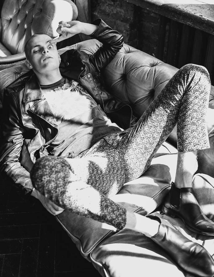 Trousers - Topman, Singlet - Topman, Leather jacket - Belstaf