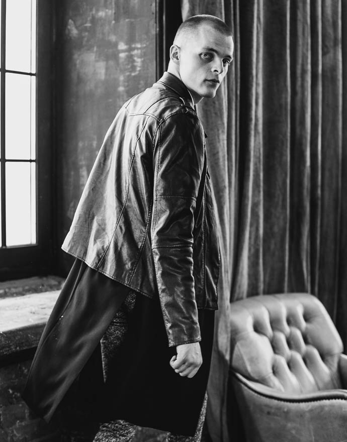 Cape - Zara, Leather jacket - Belstaf, Trousers - Topman