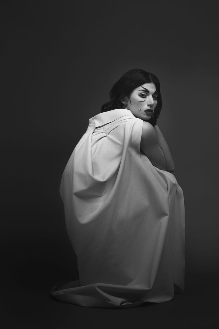 Draped leather kimono by Don Aretino