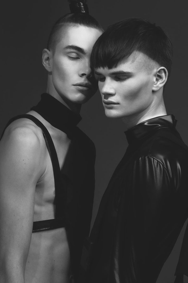 Harness by UY, half vest by Don Aretino,   Polyester unisex suit and skirt with suspenders  attached to back pack all by UY