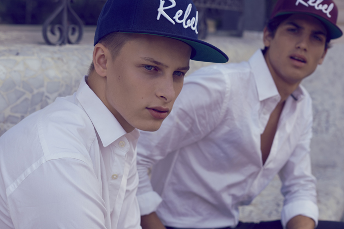 left. shirt and pants by LVStudio right: shirt by Zara, pants by COS, caps by Colorful Rebel Amsterdam