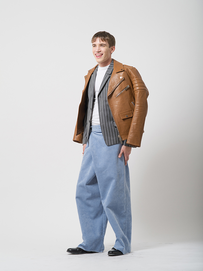 T-Shirt and Pants: Hvala Ilija - Blazer: Diesel Black Gold - Leatherjacket: Bally SS15 - Shoes : Dries Van Noten