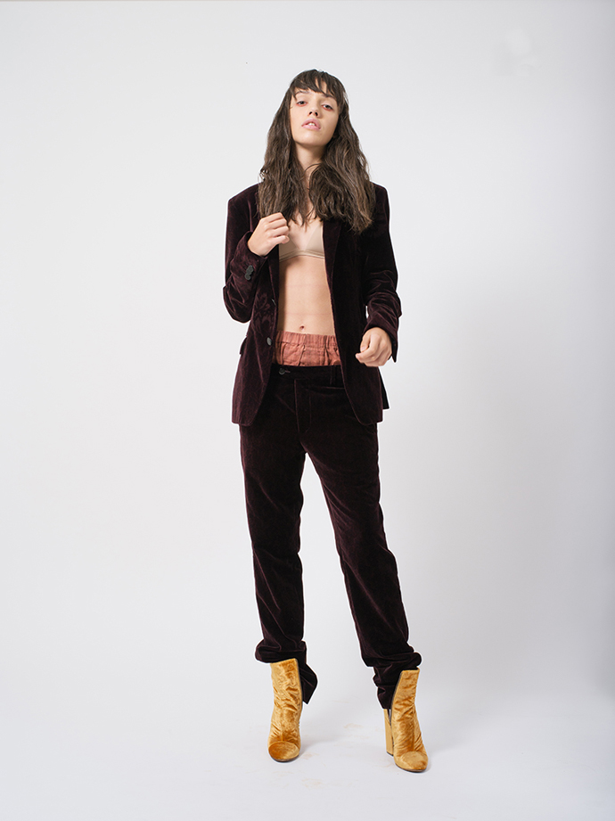 Suit: Etro Men - Bra: Models own - Boxers: Bottega Veneta Men - Shoes: Dries Van Noten