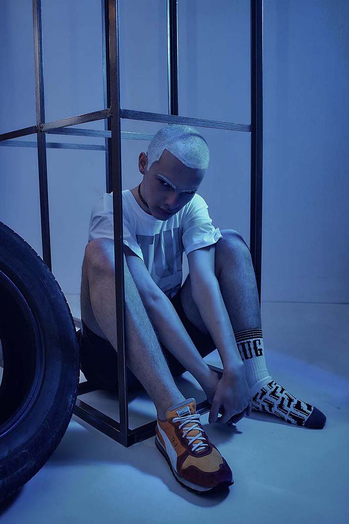 white t-shirt "Future": MISBEHAVE MISBHV. - shorts : MISBEHAVE MISBHV. - socks: Malita Clothing / mustache.pl - boots: PUMA TX-3.