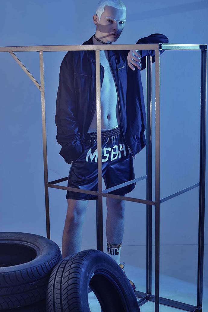 Tattoo Choker jacket: Clairie's / C.H. Arkadia. - Ortalion jacket: PiFashion by Arkadius. - shorts: MISBEHAVE MISBHV. - socks: Malita Clothing / mustache.pl - sport boots: PUMA TX-3