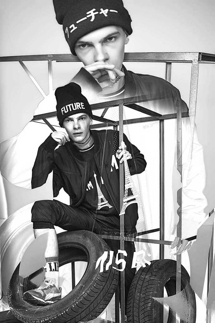 hat type of "Beanie": MISBEHAVE MISBHV. - Ortalion jacket: PiFashion by Arkadius. - blackt T-shirt: Criminal Damage London. - shorts: MISBEHAVE MISBHV