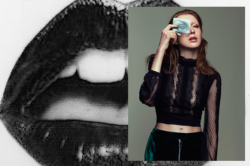 Black lace top - New Look Green velvet blazer - Topshop