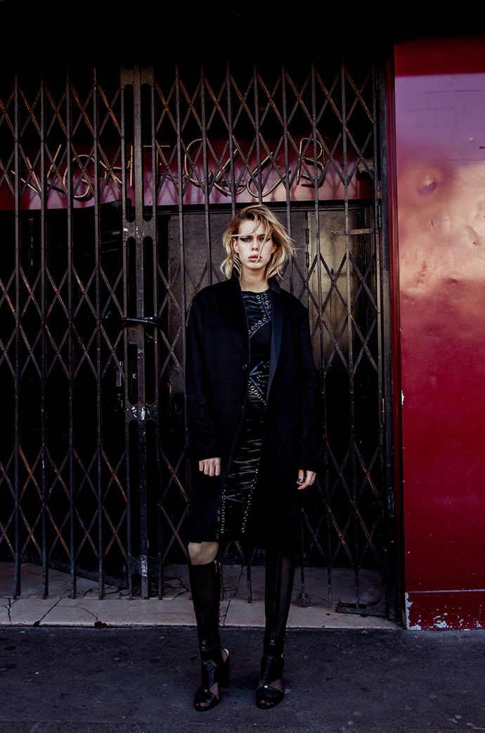 long coat: Rynshu dress : Elisabetta Franchi tights: Primark high boots : Elisabetta Franchi