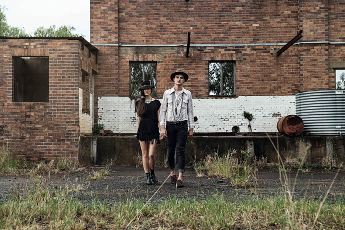 Maya is wearing- Dress- Killstar, earrings- SJ Dynasty. Sam is wearing- Vintage Top, Jeans- Strata, necklace- Stannary inc