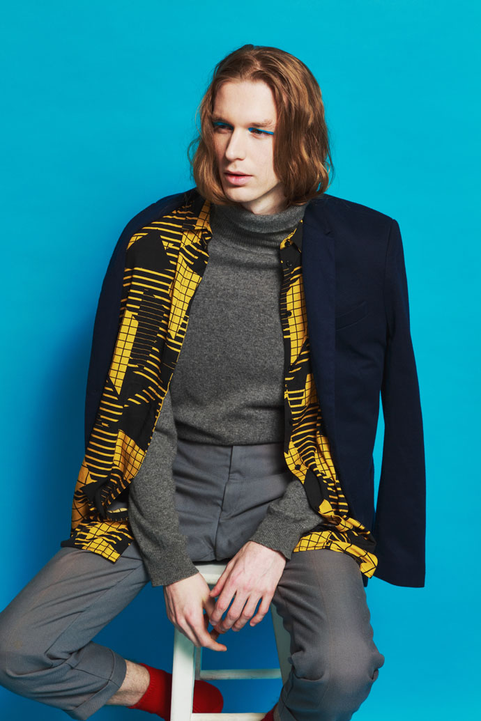 Cashmere turtleneck jumper, Yorn Printed shirt, Monki Wool blazer, Ted Baker