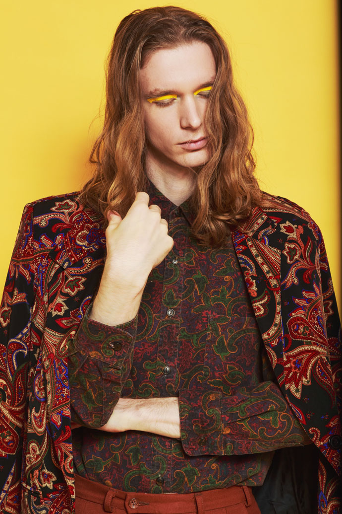 Cotton printed shirt, Vintage Silk printed jacket, Alfred Dunner Wool trousers, Vintage