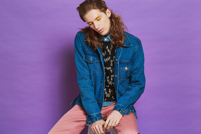 Cotton chambray shirt, APC Cotton printed t-shirt, Uniqlo Chino pants, Polo Ralph Lauren Denim jacket, Vintage Leather fringe loafers, Cole Haan