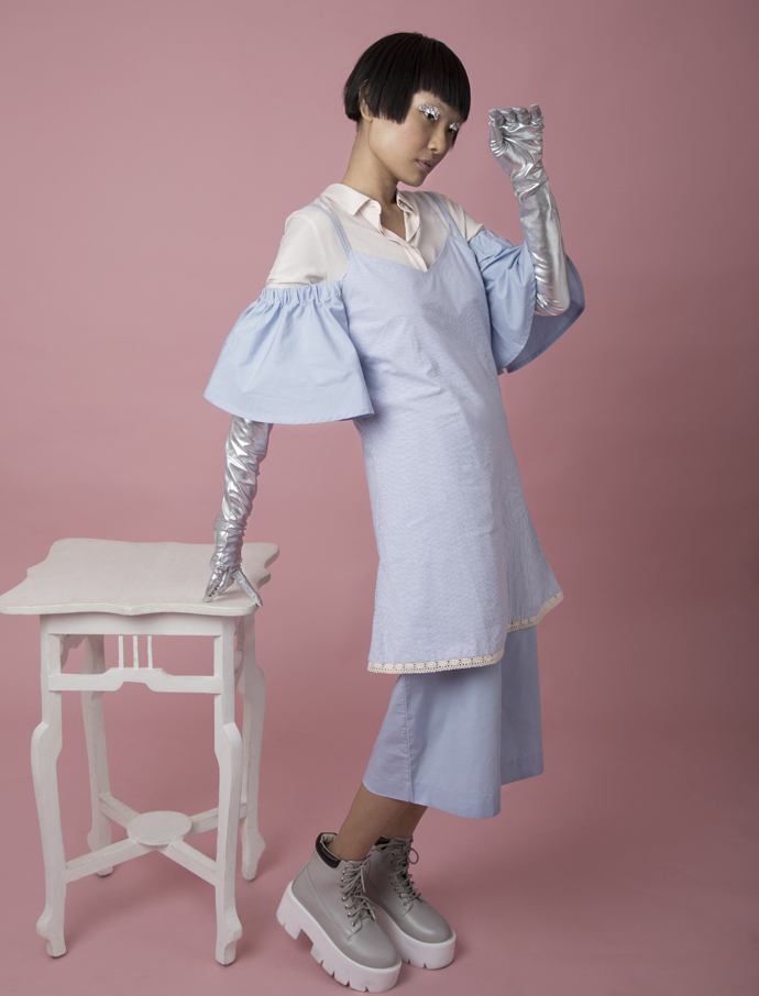 Shirt - Equipment Dress - Archana Rao Dress - Nimish Shift Gloves - Stylists Own Shoes - Blur
