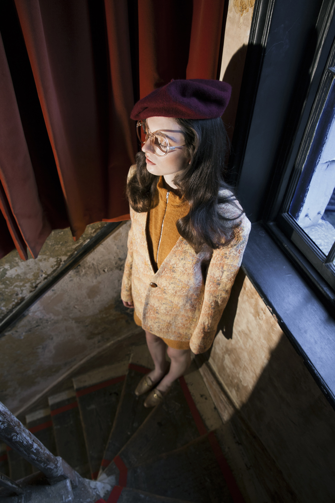 The Bee's Sneeze blazer, Vintage shirt, pants & scarf