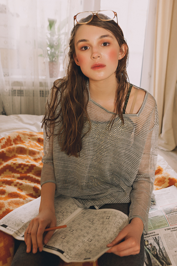 est, glasses - all vintage; top - Topshop; tights - H&M 