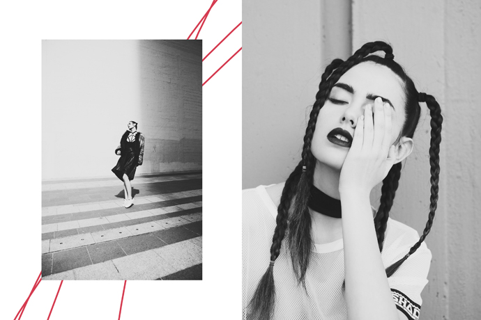 LEFT - fur jacket - Lanvin for H&M sneakers - Adidas top - Club L skirt – Supertrash RIGHT - shirt - Shade London crop top - Asos