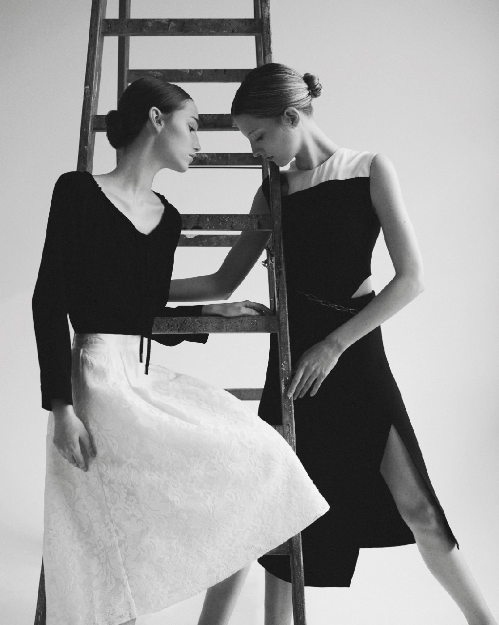 Sofia wears Dress by Mango Elena wears Dress by Melissa Obabash Top by Brunello Cucinelli
