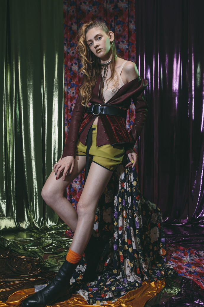 Bra VIVIENNE WESTWOOD Leather Jacket INCARNATION (Lou Lou) Bustier JPG Belt FLANNERY CRANE Shorts Stylist Own Ankle Boots GUIDI 1896 (Lou Lou) Choker PIKKIO
