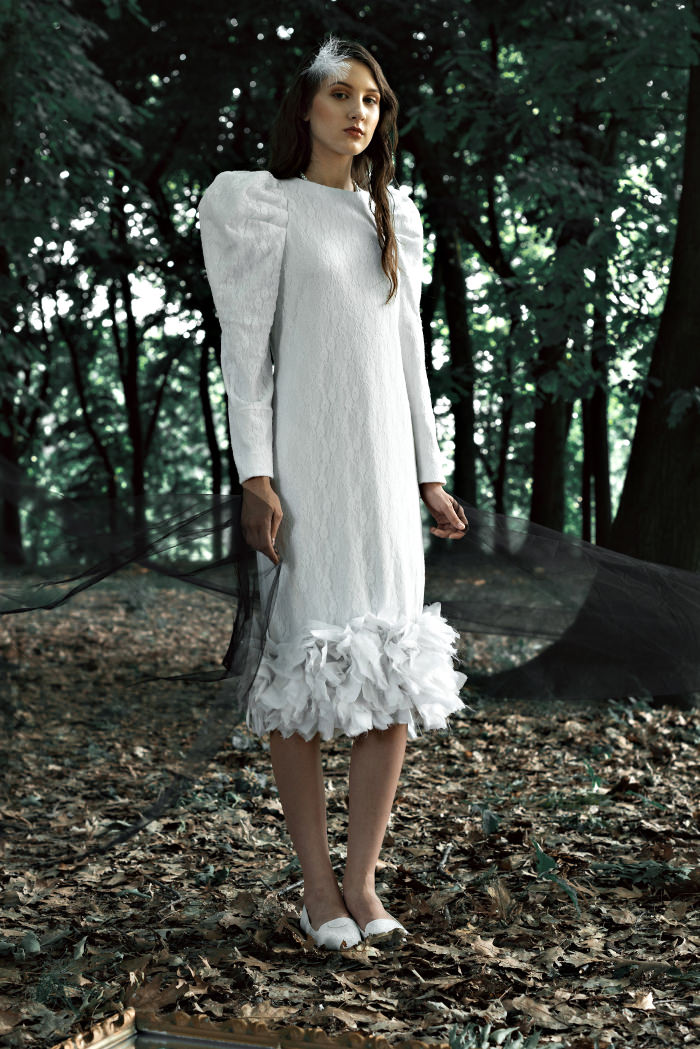 Dress by Hector Miguel shoes by KARL LAGERFELD hair accessories by ROMI