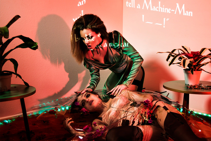 On Allie: Dress by Vivienne Westwood red Label Chocker by Marc Jacobs Stockings by American Apparel Heels by Greymer On Ganna: Corset by Murmur Panty by La Perla Stockings by La Perla