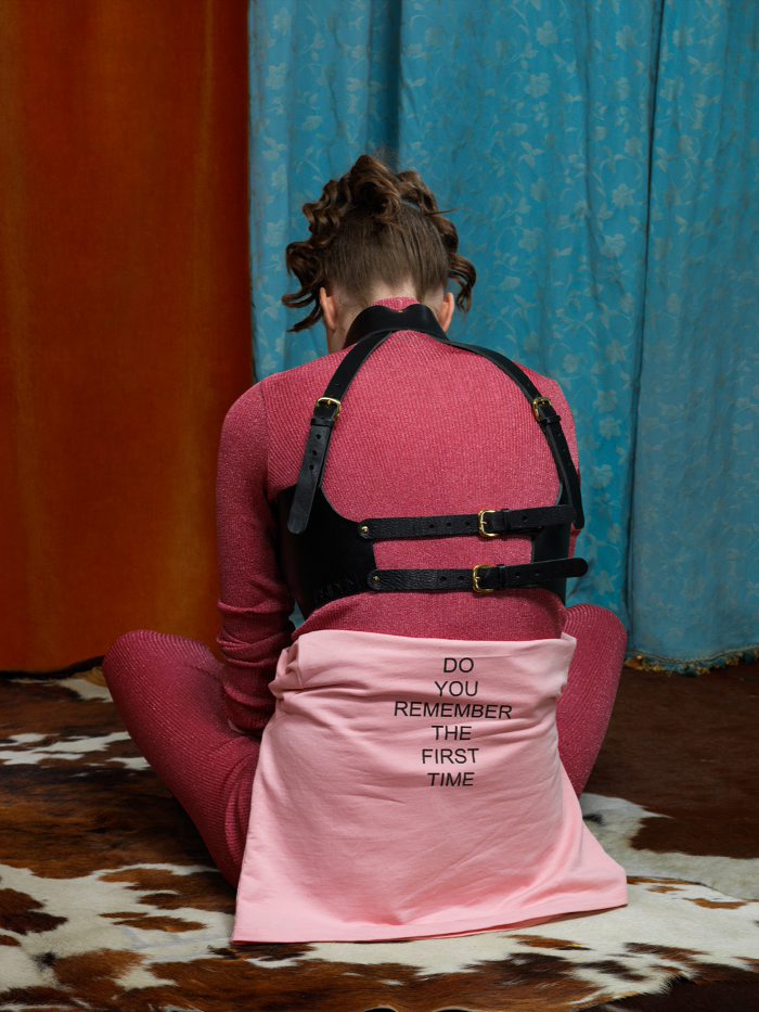 Top & Leggings by Marios Harness by Absidem Pink top around waist by Elisa Biroli