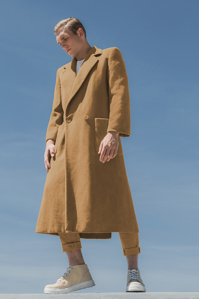 Coat by Perry Ellis T-shirt by H&M Pants by H&M Boots by Dr. Marten’s