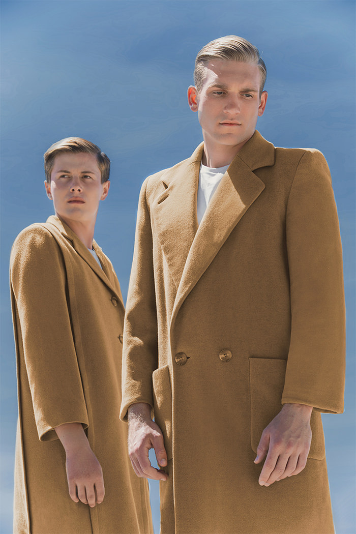 Logan (right): Coat by Perry Ellis T-shirt by H&M Pants by H&M Boots by Dr. Marten’s Jason (left): Coat by Perry Ellis T-shirt by H&M Pants by H&M Boots by Dr. Marten’s