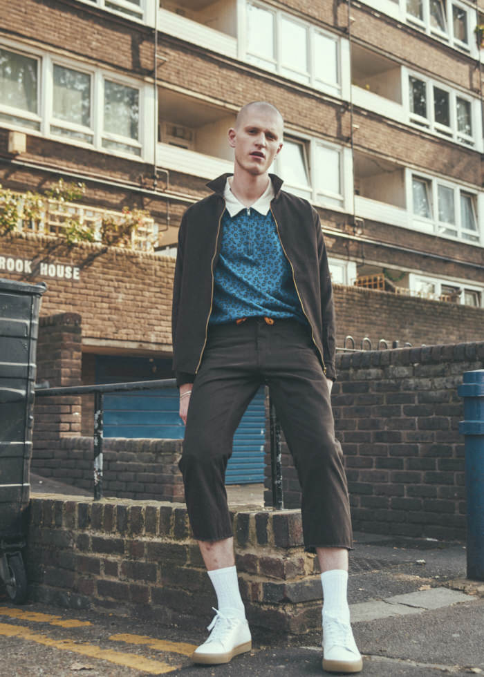 Jacket: Rascals DK Polo: Stüssy Trousers: Rascals DK Socks: Stylists Own Shoes: Garment Project