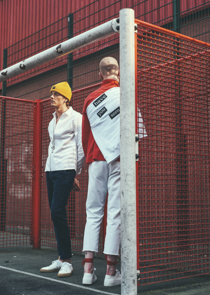 Hat: Kangol Jacket: Rascals DK Trousers: Edwin O-Rings: Emma Brie Shoes: Garment Project Jewellery: Models Own