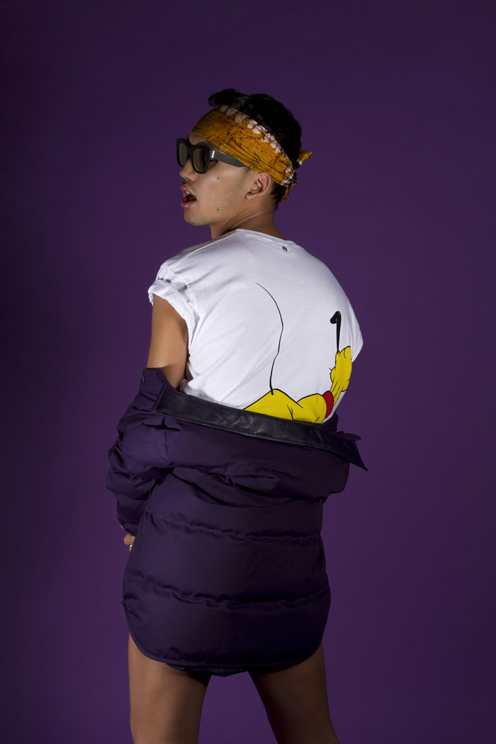 Coat - G-Star Raw, T-shirt - Eleven Paris), Vest - Sabrina Saree, Sunglasses -Visionario, Underwear - Dirk Bikkembers, Shoes - Converse 