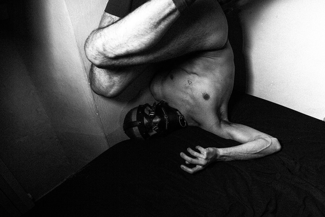 mask: Bondage mask slip: Matteo Carlomusto socks: COS platform shoes: Y.R.U.