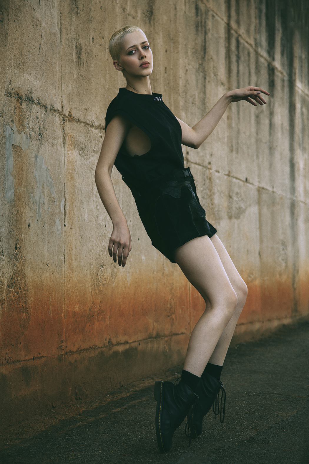 Top by Dicker Shorts by Dicker Shoes by Dr. Martens