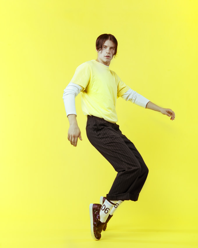  Long sleeve by H&M T-shirt by reserved/Ipp showroom Trousers by Stylist’s own Socks by H&M Shoes by Just Cavalli
