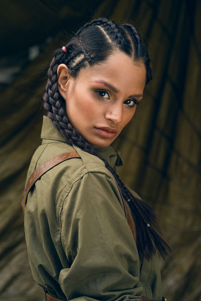 Rhina Dress: Massimo Dutti Parka: Wunderwerk Harness: Asos Ring: & Other Stories