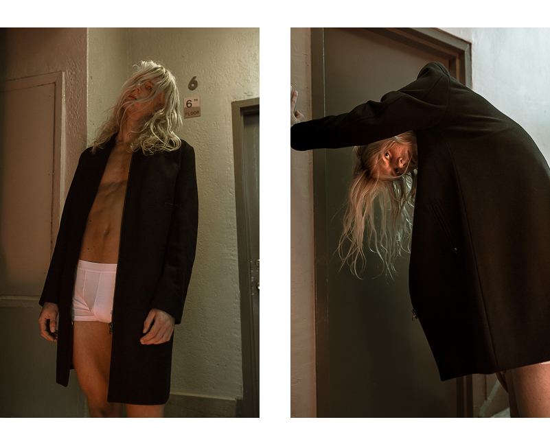 Left: Filippa K Jacket, Topman White underwear Right: Filippa K Jacket