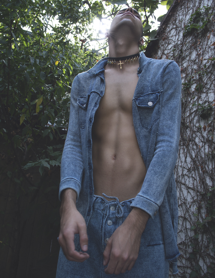 Saint cross choker- VidaKush Knit denim top and bottoms - Knorts 