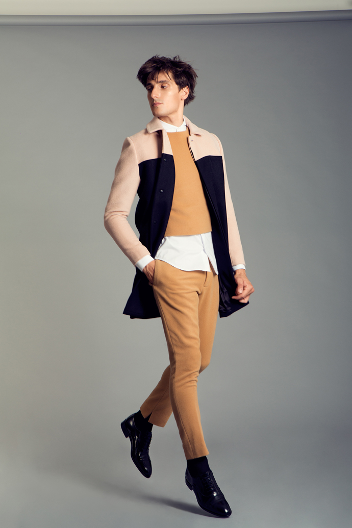 Coat: EdithMarcel Sleeveless Vest: (Worn Over Shirt) EdithMarcel Shirt: EdithMarcel Trousers: EdithMarcel Shoes: Stylist's Own