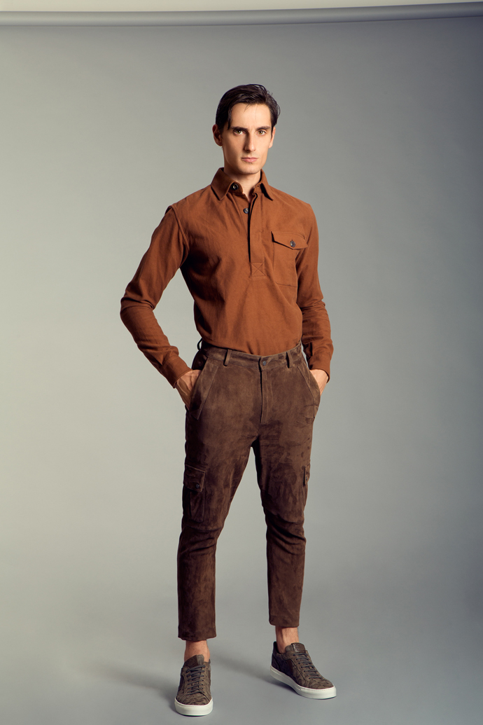 Shirt: Salvatore Ferragamo Trousers: DROMe Shoes: Voile Blanche