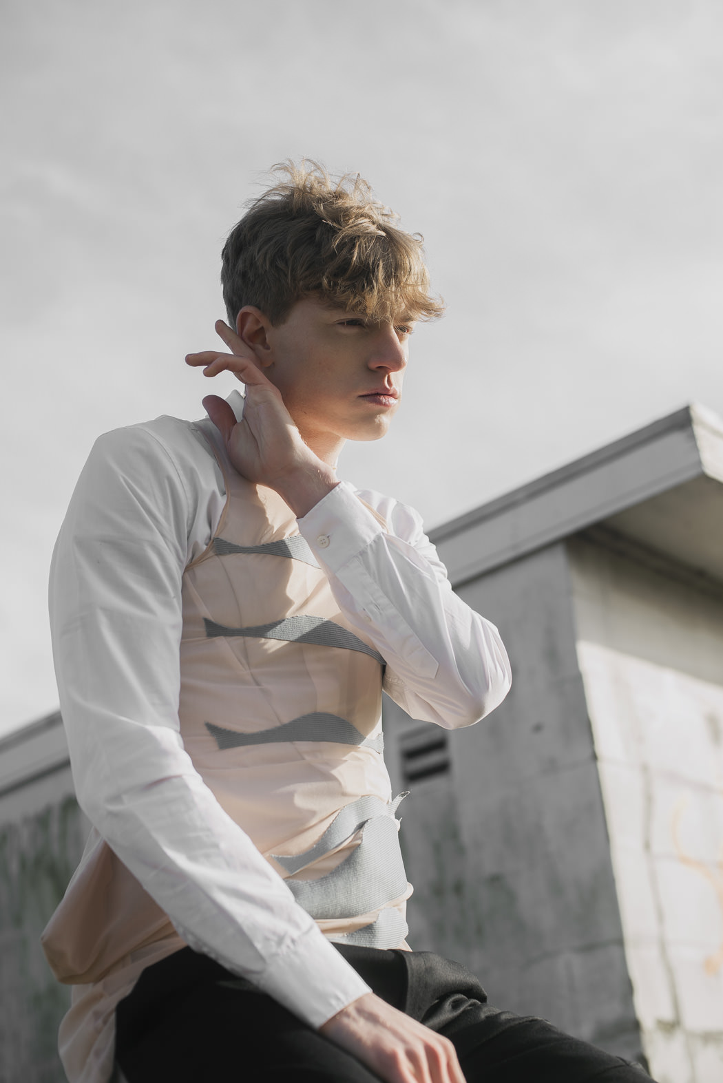 White shirt by COS Top by Ari Kolu Trousers by Ari Kolu Shoes by Stan Smith by Adidas 
