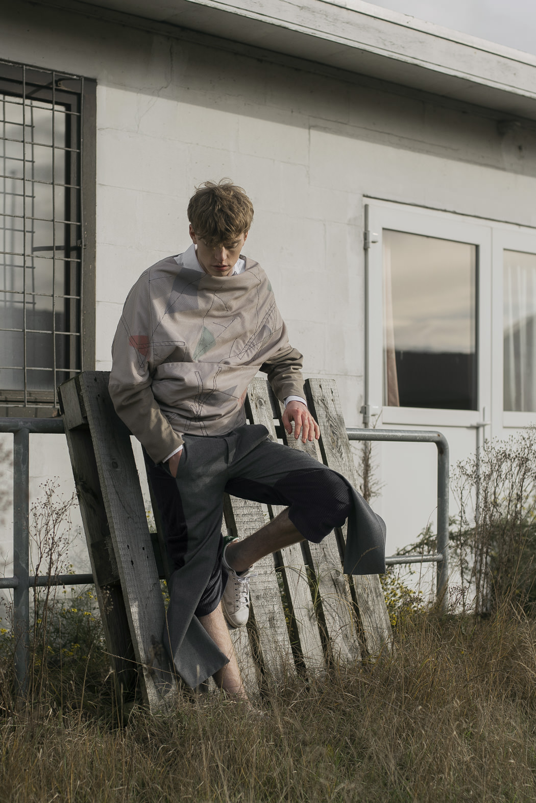 White shirt by COS Shirt by Ari Kolu Trousers by Ari Kolu Shoes by Stan Smith by Adidas 